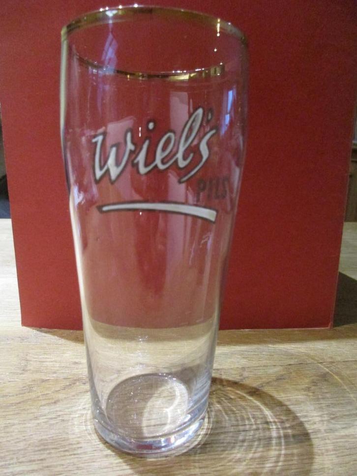 GLAS EMAILLE WIELS WIEL'S PILS, Verzamelen, Biermerken, Gebruikt, Glas of Glazen, Ophalen of Verzenden