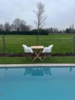 Tafeltje teak+ 2 stoelen, Jardin & Terrasse, Tables de jardin, Enlèvement, Comme neuf, Carré, Bois de teck