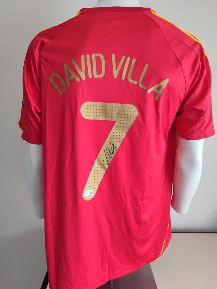 Chemise espagnole signée par David Villa avec manteau Becket, Collections, Articles de Sport & Football, Neuf, Maillot, Enlèvement ou Envoi