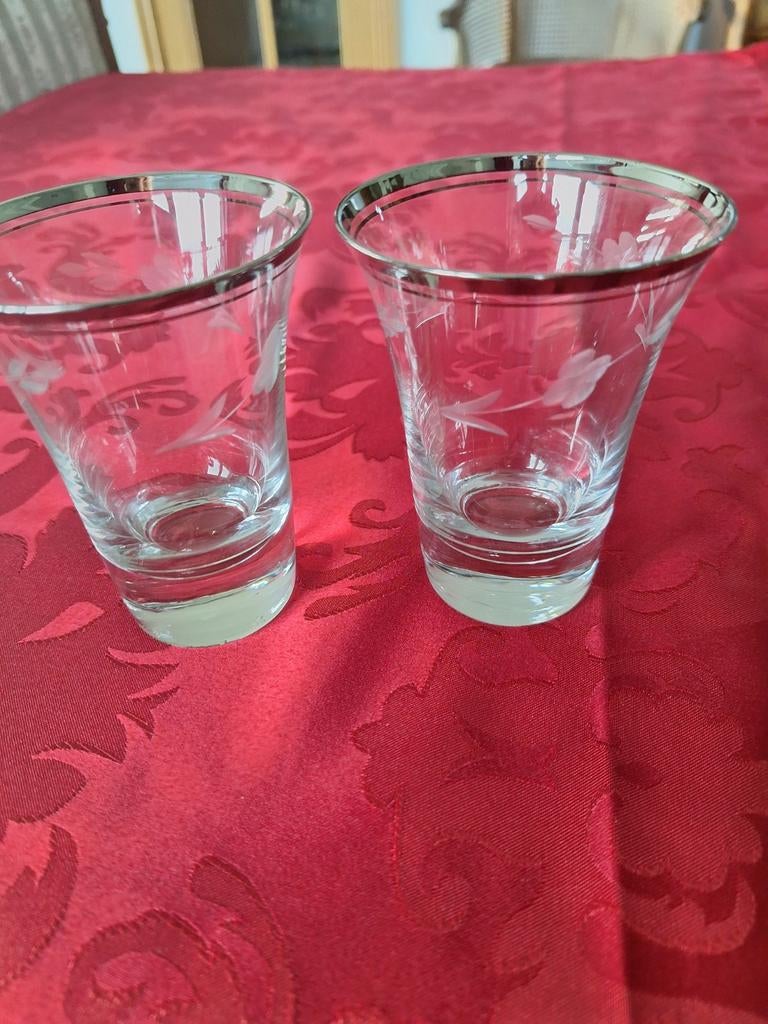 6 verres très fins avec bords en argent pour l' apéritif, Enlèvement, Comme neuf, Autres types
