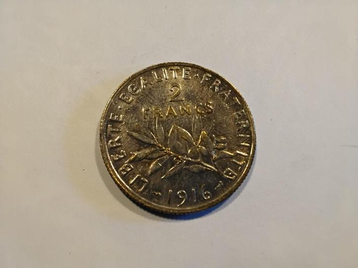 Munt 3rth republic Frankrijk 1916 2 Francs, Postzegels en Munten, Munten | Europa | Niet-Euromunten, Losse munt, Frankrijk, Zilver