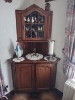 Eiken hoekkast met vitrine gedeelte, Ophalen, Eikenhout, Met deur(en)