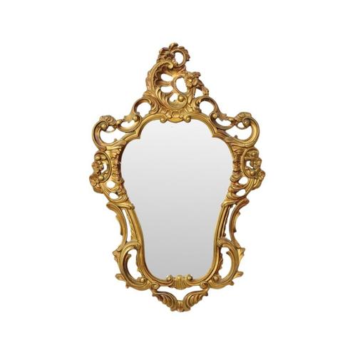 Italiaanse Kuifspiegel Rococo Stijl Goudkleurig Resine 75cm, Huis en Inrichting, Woonaccessoires | Spiegels, Gebruikt, Minder dan 50 cm