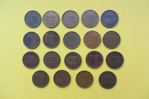 Pièces Pays-Bas Beatrix - 5 cents - 19x - voir description, Timbres & Monnaies, Monnaies | Pays-Bas, Monnaie en vrac, 5 centimes
