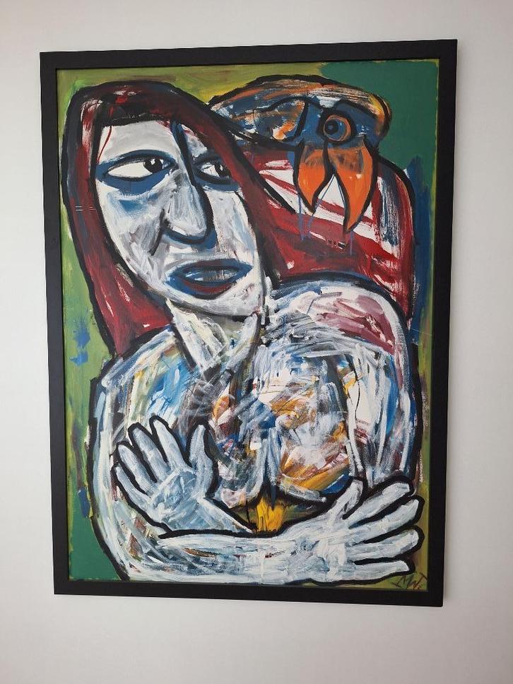 Groot schilderij Martin van Wordragen Cobra, Antiek en Kunst, Kunst | Schilderijen | Modern, Ophalen