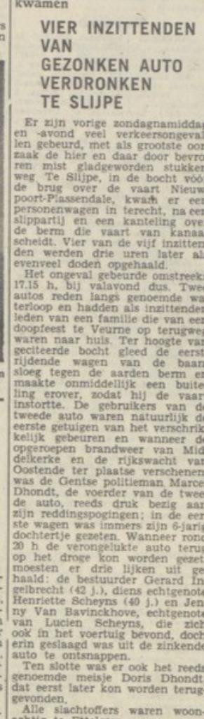 4 MENSEN VERDRONKEN IN DE VAART NIEUWPOORT-PLASSENDALE SLYPE, Verzamelen, Bidprentjes en Rouwkaarten, Bidprentje, Ophalen of Verzenden