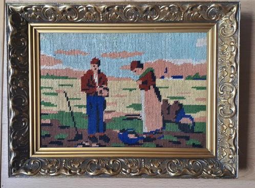 Gehaakt stilleven, landelijk tafereel, 2 stuks SPOTPRIJS, Antiek en Kunst, Curiosa en Brocante, Ophalen of Verzenden