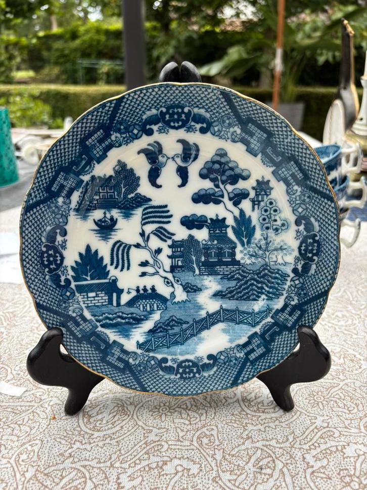 3 dessertbordjes en 3 tassen “blue willow”, Antiek en Kunst, Antiek | Wandborden en Tegels, Ophalen