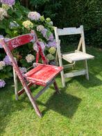 Set oude inklapbare bistro stoelen, Tuin en Terras, Tuinstoelen, Ophalen, Gebruikt, Hout