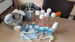 Set glazen Chicco papflessen + sterilisator, Kinderen en Baby's, Ophalen, Gebruikt, Sterilisator