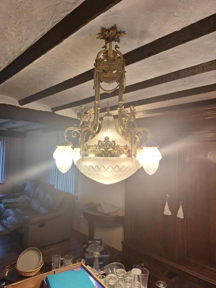 Prachtige antieke luster – met geslepen glas, Antiek en Kunst, Antiek | Glaswerk en Kristal, Ophalen