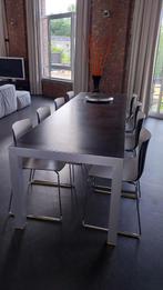 Eettafel en 8 stoelen, Huis en Inrichting, Tafels | Eettafels, Ophalen, 200 cm of meer, 50 tot 100 cm, Zo goed als nieuw