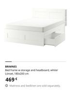 Brimnes Ikea 180x200 wit bedframe, Huis en Inrichting, Ophalen of Verzenden, Zo goed als nieuw