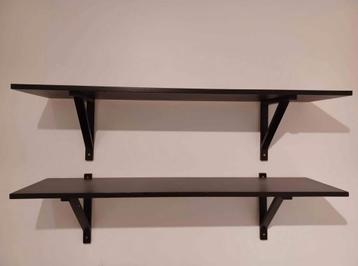 2 étagères murales brun/noir Ikea avec équerres beschikbaar voor biedingen