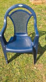 4 Blauwe tuinstoelen, Ophalen, Zo goed als nieuw, Stapelbaar