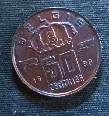 Misslag: 50 cent 1980 VL - Boudewijn I (1/8 slag) beschikbaar voor biedingen