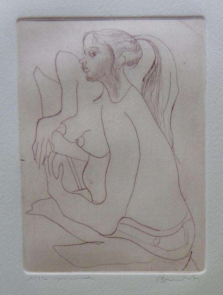 FRED BERVOETS / NAAKTE VROUW / KLEURETS / 39x26cm / SIG, Antiek en Kunst, Kunst | Litho's en Zeefdrukken, Ophalen of Verzenden