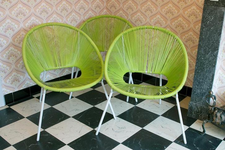 3 vintage draadstoelen / acapulco chairs, Collections, Rétro, Enlèvement