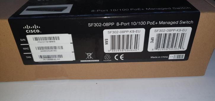 Switch Cisco SF 302 - 08PP - 8 Port 10 / 100, Computers en Software, Netwerk switches, Nieuw, Ophalen of Verzenden