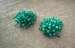 boucles d’oreilles  clips vintage  Perles  Vert turquoise, Ophalen of Verzenden, Zo goed als nieuw, Groen