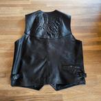 vintage Lederen Biker vest- Biker gilet met opdruk maat: L, Motoren, Kleding | Motorkleding, Ophalen of Verzenden