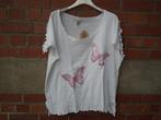 T-shirt voor dames van 100% katoen, maat XL. Wit met patrone, Verzenden, Wit, Maat 46/48 (XL) of groter, Rasti nature