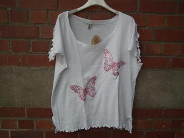 T-shirt voor dames van 100% katoen, maat XL. Wit met patrone beschikbaar voor biedingen