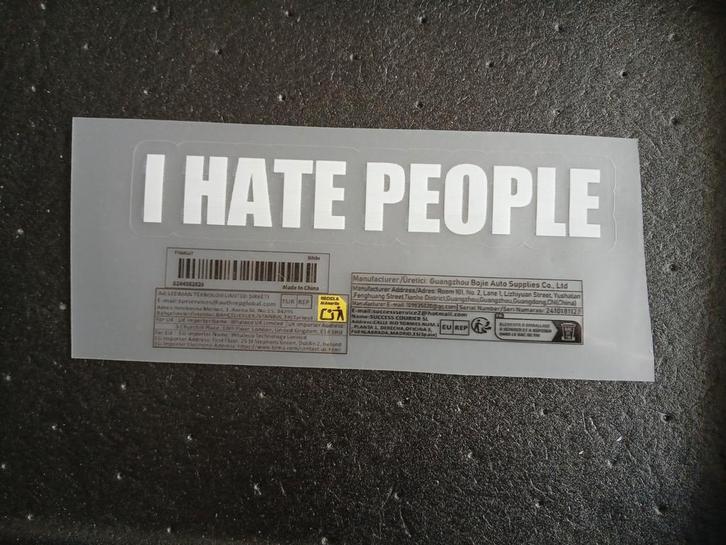I HATE PEOPLE AUTOSTICKER, Auto diversen, Autostickers, Ophalen of Verzenden