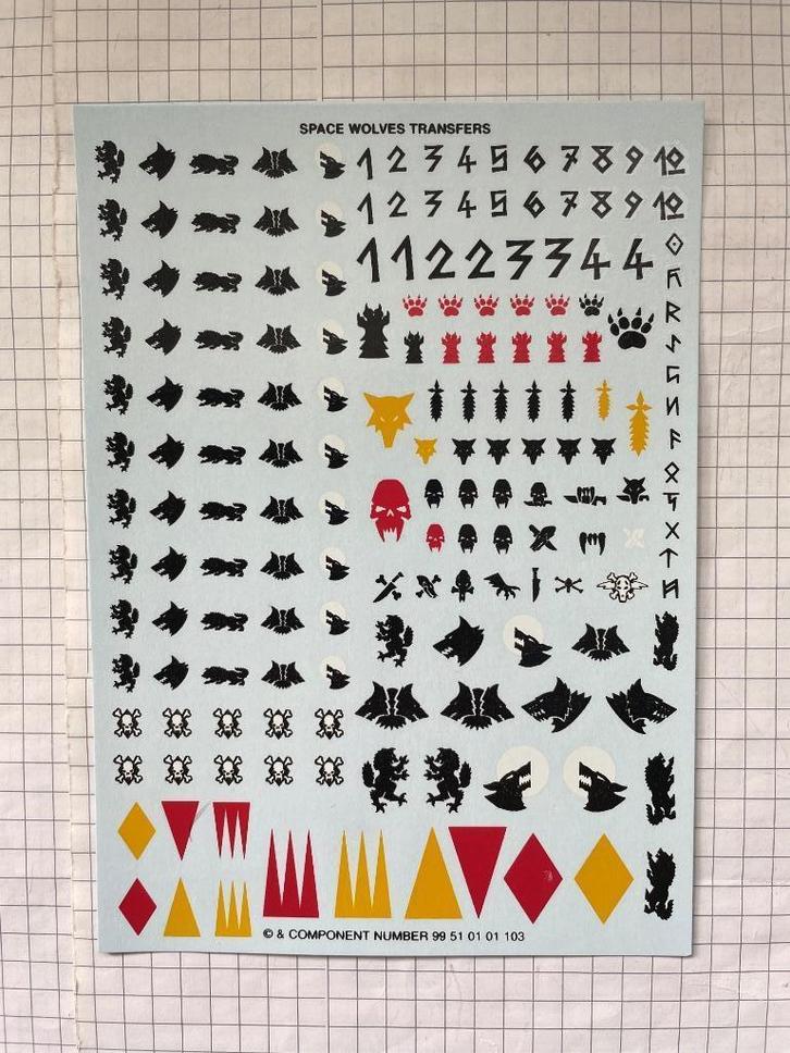 Feuille de décalcomanies Space Wolves neuves pour W40K, Hobby en Vrije tijd, Wargaming, Nieuw, Warhammer 40000, Accessoires, Ophalen of Verzenden