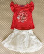 Setje rode T-shirt + ecru rokje/legging Mexx, 2 jaar (3 st), Kinderen en Baby's, Kinderkleding | Maat 92, Meisje, Gebruikt, Ophalen of Verzenden