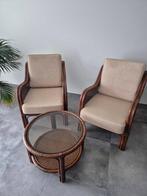 set van 2 Rotan zetels met bijzet tafel, Ophalen