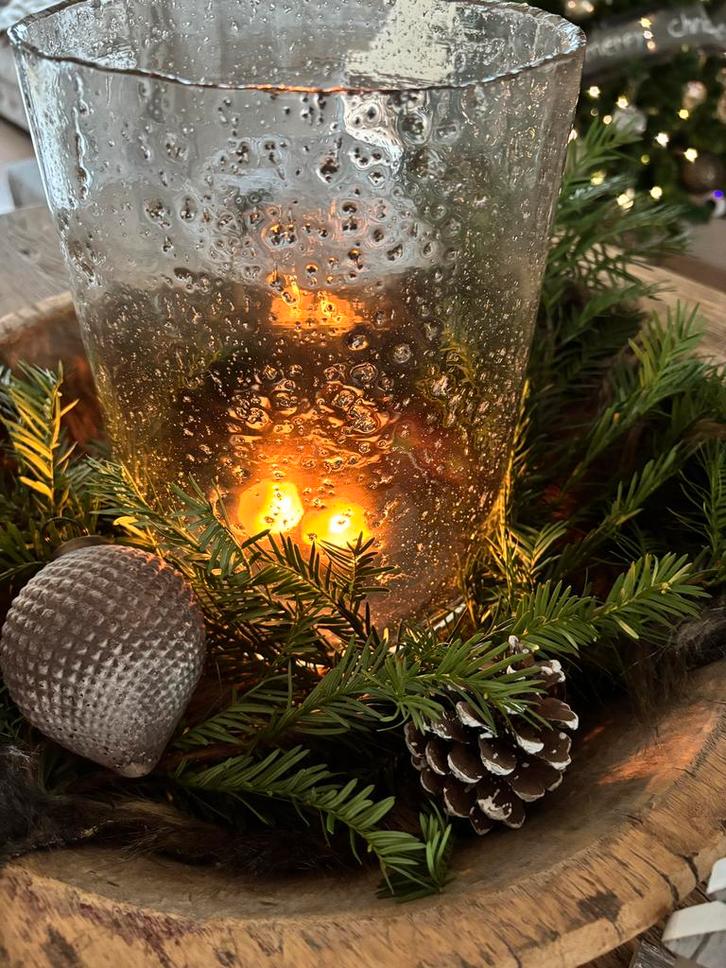 Set van bubbleglass windlichten (4st), Huis en Inrichting, Woonaccessoires | Kandelaars en Kaarsen, Nieuw, Ophalen