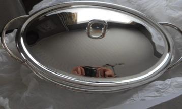 NIEUW: 3L braadschaal +deksel +handvaten +houder LION SILVER beschikbaar voor biedingen
