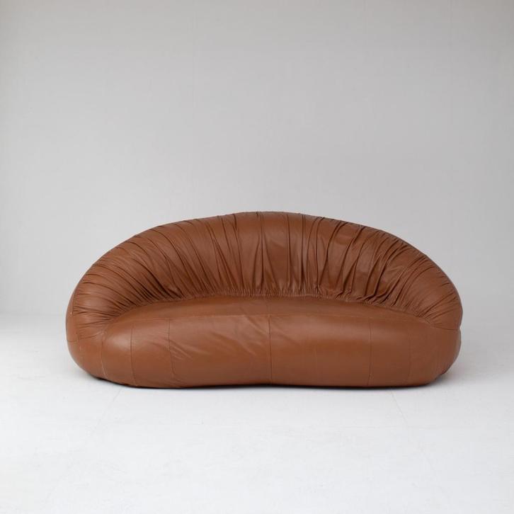 Italiaanse leren bank, Huis en Inrichting, Fauteuils, Gebruikt, Leer, 125 cm of meer, 125 tot 150 cm, Verzenden