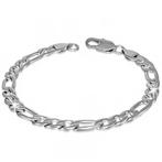 Bracelet homme acier Figaro Link - 7 mm, Acier, Enlèvement ou Envoi, Argent, Neuf