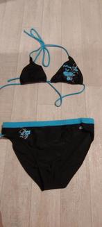 Zwart/blauwe bikini (38-40), Noir, Porté, Bikini, Enlèvement ou Envoi