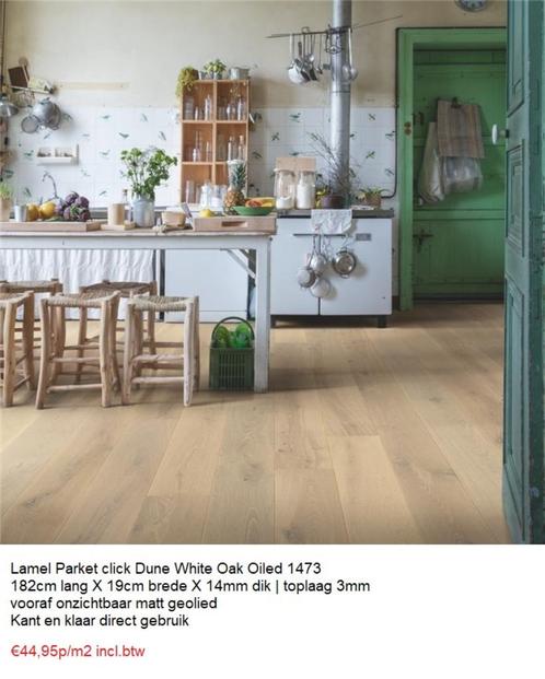 Meerdere lagen Lamel Parket Click Dune White oak oiled 14mm, Huis en Inrichting, Stoffering | Vloerbedekking, Nieuw, Laminaat