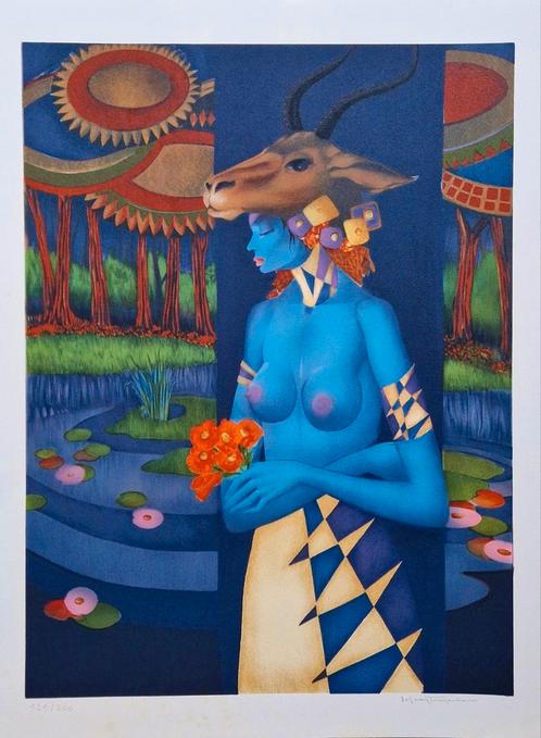 Jef Van Tuerenhout (1999) - Antilope, Antiek en Kunst, Kunst | Litho's en Zeefdrukken, Ophalen of Verzenden