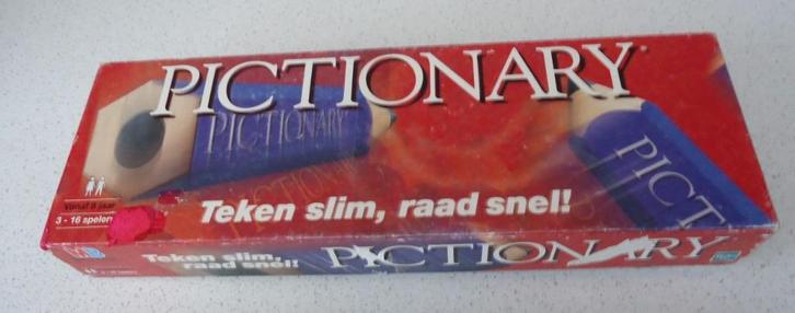 "Pictionary" van MB (Rode Doos) in goede staat !, Hobby en Vrije tijd, Gezelschapsspellen | Bordspellen, Gebruikt, Ophalen of Verzenden