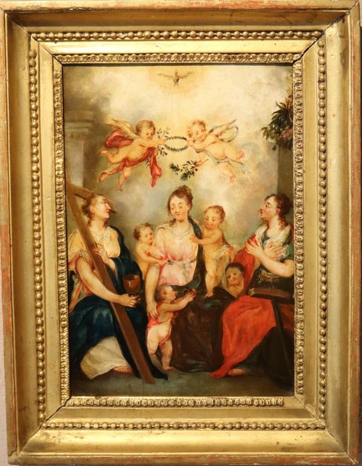 Op koper geschilderd 18e eeuws tafereel, Antiek en Kunst, Kunst | Schilderijen | Klassiek, Ophalen of Verzenden