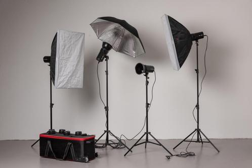 Flitsset compleet 4 flitsers Jinbei 400 en 300W/s in koffer, Audio, Tv en Foto, Fotografie | Fotostudio en Toebehoren, Zo goed als nieuw