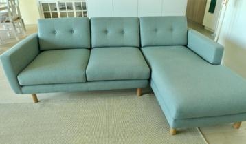 nieuwe prachtige blauw-groene  hoekzetel/chaise longue, 200 à 250 cm, Enlèvement, Modern, Tissus