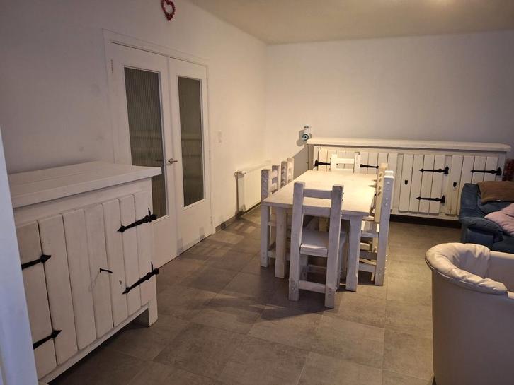 Complete Eetplaats, Maison & Meubles, Armoires | Dressoirs, Utilisé, Avec porte(s), Avec tablette(s), Chêne, Enlèvement