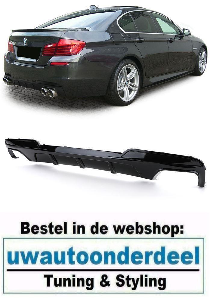 Diffuser Glans Zwart Dubbel Uitlaat Voor Bmw 5 serie F10 M P, Auto diversen, Tuning en Styling, Verzenden