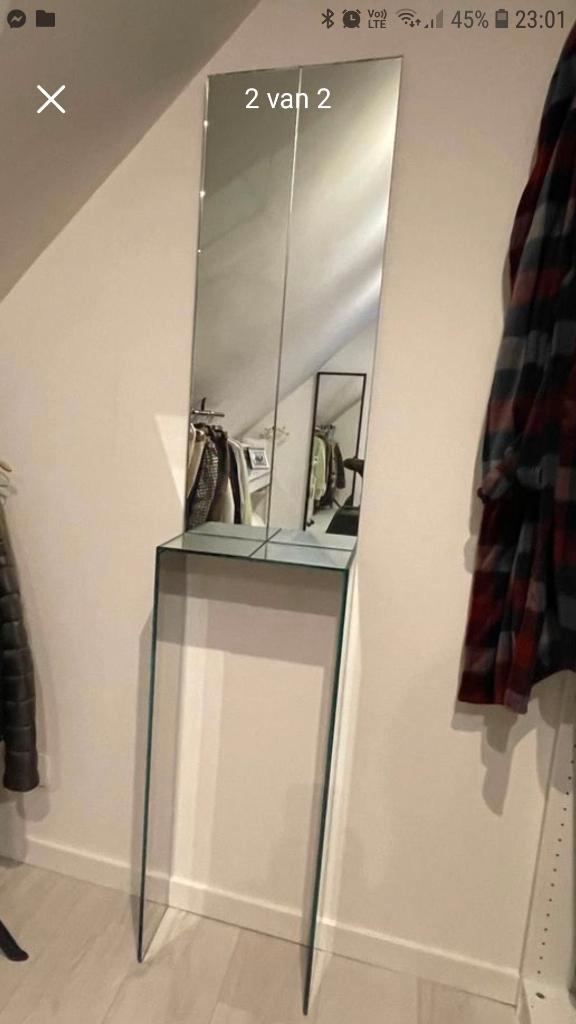 Spiegels, Huis en Inrichting, Woonaccessoires | Spiegels, Zo goed als nieuw, 50 tot 75 cm, 150 tot 200 cm, Overige vormen, Ophalen