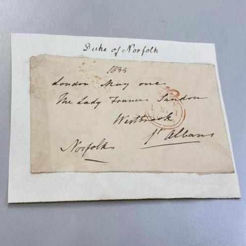 Hertog van Norfolk Gesigneerde brief uit 1835 antiek london, Postzegels en Munten, Brieven en Enveloppen | Buitenland, Brief, Ophalen of Verzenden