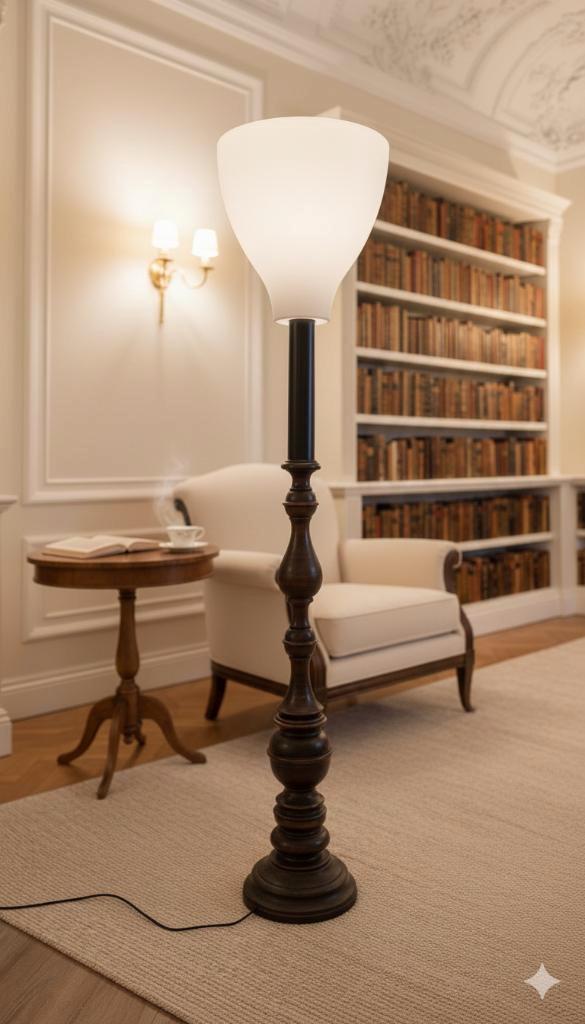 Klassieke massief houten vloerlamp (175 cm), Huis en Inrichting, Lampen | Vloerlampen, Gebruikt, 150 tot 200 cm, Hout, Ophalen