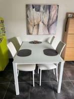 Keukentafel (glas) met 4 stoelen, Ophalen, Strak, 100 tot 150 cm, 50 tot 100 cm