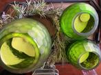 Groene vazen set (3 stuks), Huis en Inrichting, Woonaccessoires | Vazen, Ophalen, Zo goed als nieuw, Groen, Glas