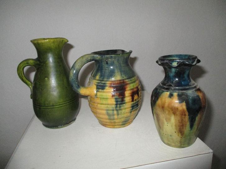 Lot van 3 stuks  OUDE AARDEWERK--Keramische  vazen, Antiquités & Art, Antiquités | Céramique & Poterie, Envoi